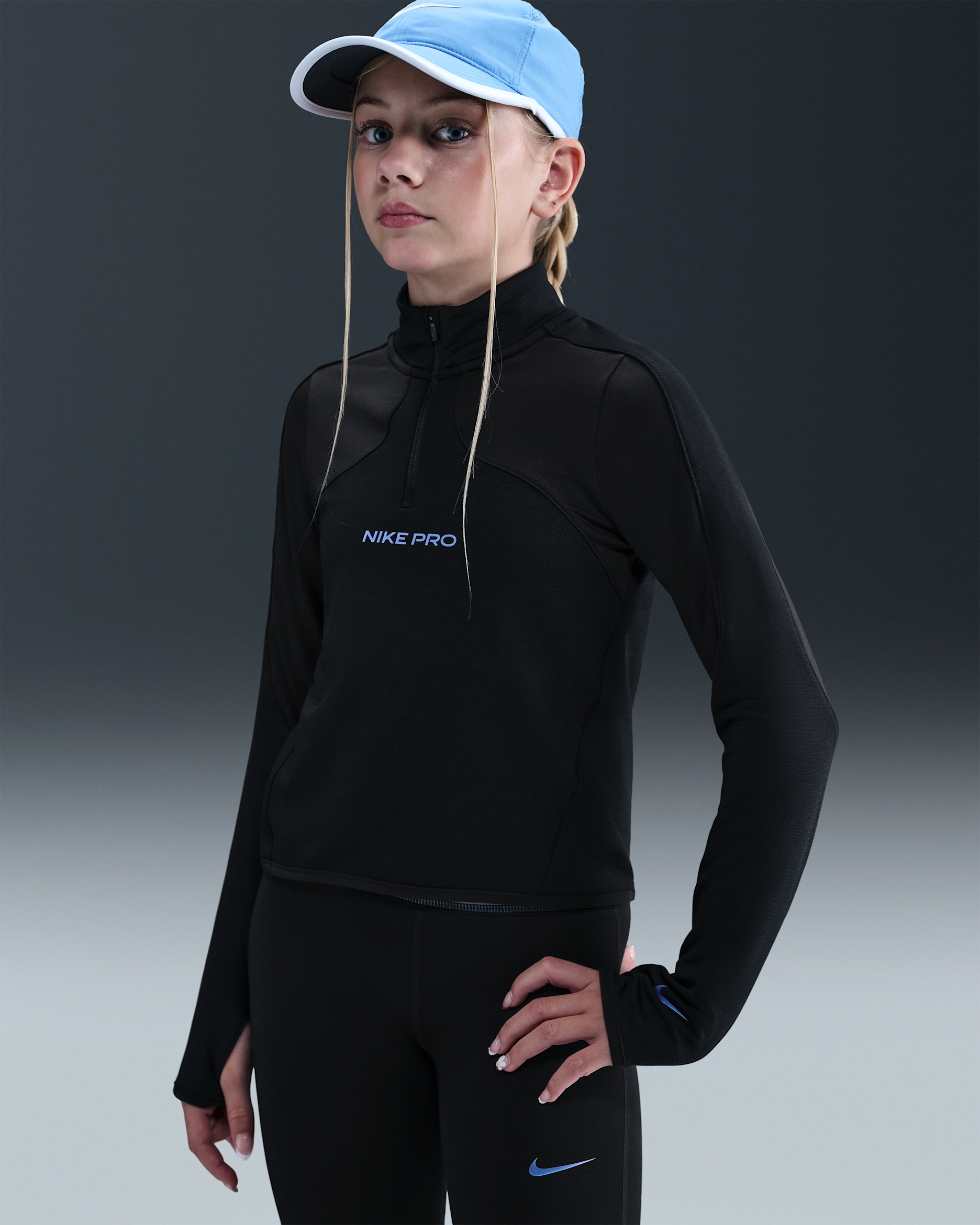 トップス RT-106642 Nike Pro Older Kids' (Girls') Therma-FIT 1/2-Zip Long-Sleeve Top